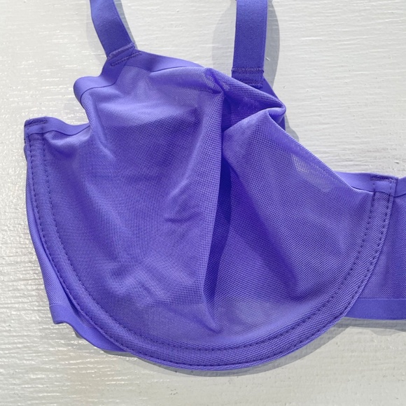 New Aerie SMOOTHEZ Mesh Unlined Underwire Balconette Bra Purple Size 34DDD - Picture 3 of 15